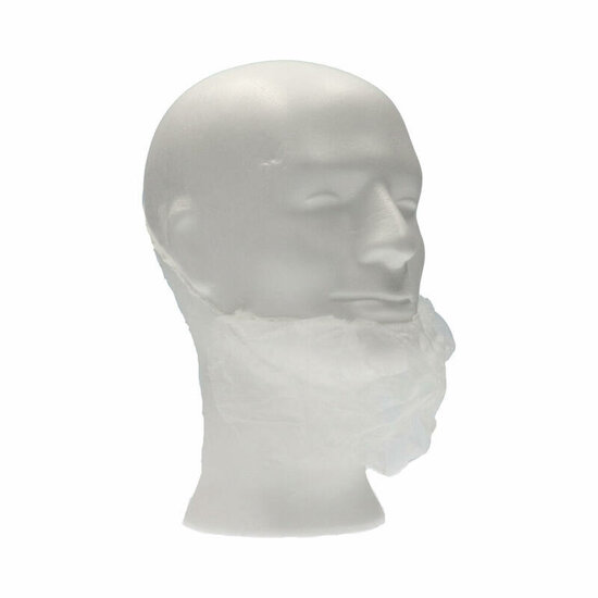 CMT baardmasker pp non-woven Wit 1 elastiek 100/zak,1000st/doos