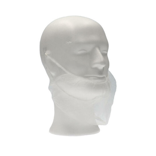 CMT baardmasker pp non-woven Wit 2 elastiek 100/zak,1000st/doos