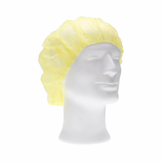 CMT haarnet (bouffant cap) pp non woven Geel Medium (ca 50cm) 100st/zak, 1000st/doos