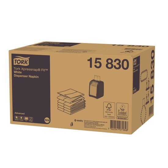 Tork Xpressnap Fit Dispenserservet Advanced N14 2-Laags Wit 6x6x120st, 4.320st/doos