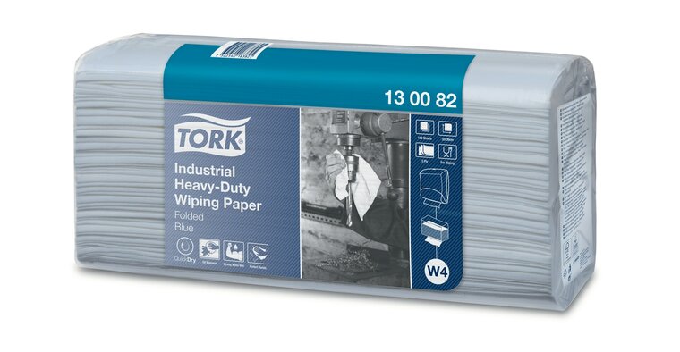 Tork Industrial Heavy-Duty Poetspapier 3-Laags Blauw W4, 5x100st, 500st/doos 