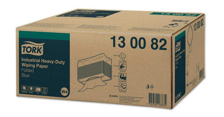 Tork Industrial Heavy-Duty Poetspapier 3-Laags Blauw W4, 5x100st, 500st/doos 