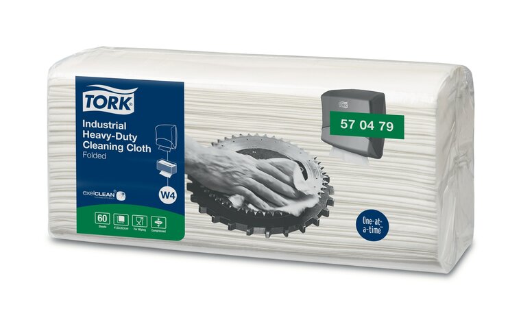 Tork Industrial Heavy-Duty Gevouwen Reinigingsdoek 1-Laags Wit W4,  4x60st, 240st/doos 