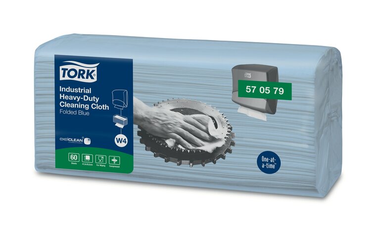 Tork Industrial Heavy-Duty Gevouwen Reinigingsdoek 1-Laags Blauw W4,  4x60st, 240st/doos 