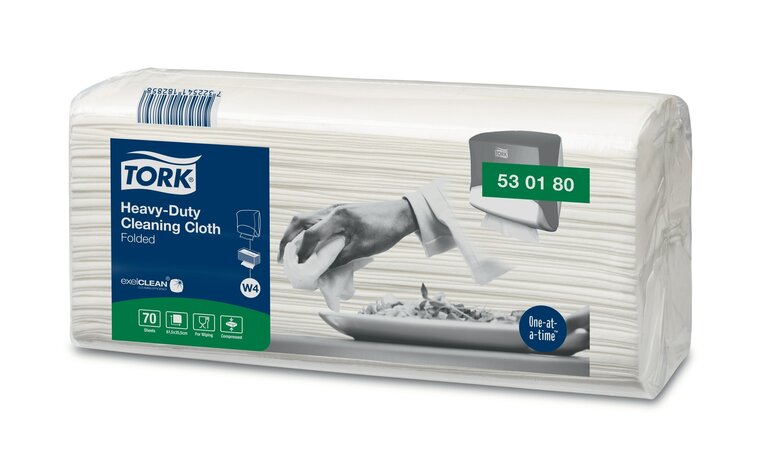 Tork Heavy-Duty Gevouwen Reinigingsdoek XL, wit W4, 1-laags, 61,5x35,5cm, 4x70st, 280st/doos 
