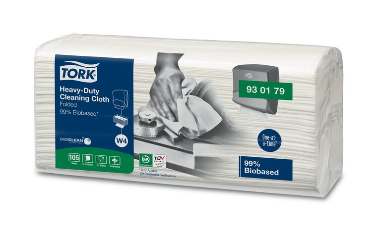 Tork Biobased Heavy-Duty Reinigingsdoeken 1-Laags Wit W4,  4x105st 