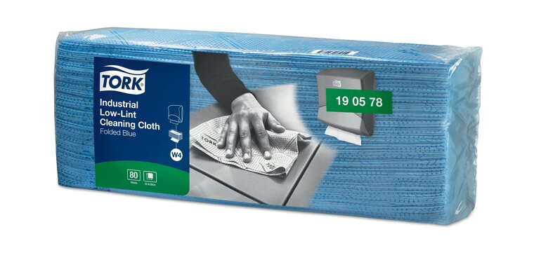 Tork Low-Lint Industrial 1-laag  blauw W4, 5x80st, 400st/doos 