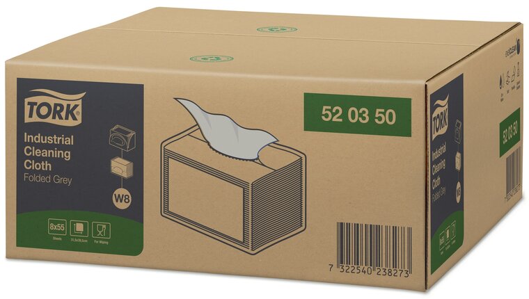 Tork Premium Werkdoek grijs 520 440 vel 1-Laags W8,  8x55st, 440st/doos 