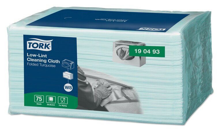 Tork Low-Lint Werkdoek 1-laags W8 bl;auw,  8x75st, 600st/doos 