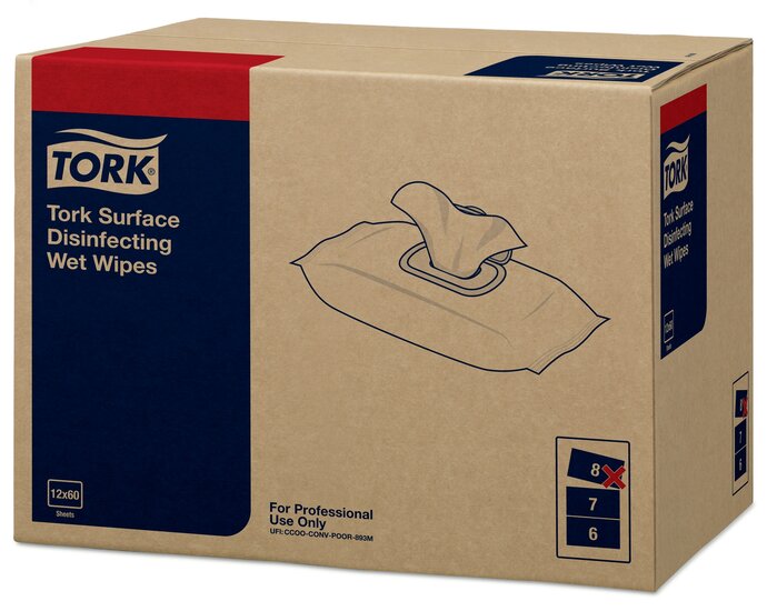 Tork Desinfecterende Vochtige doekjes voor oppervlakken, 60 stuks