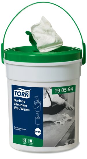 Tork Premium Wet Wipe Reiniger 1-Laags W15, 58vel/emmer, 4emmers/doos 