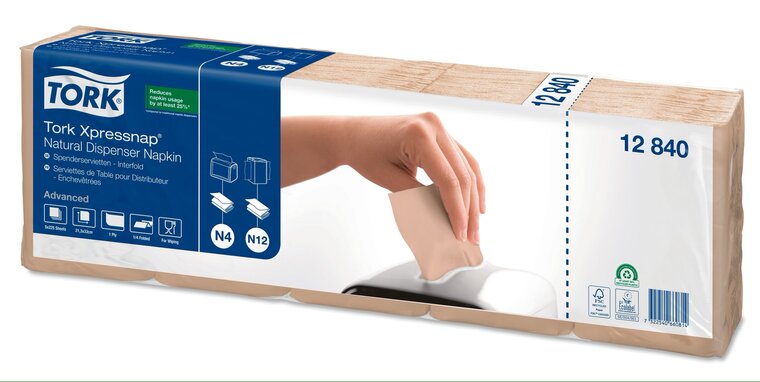 Tork Xpressnap Dispenserservet 1-Laags Naturel N4 33X21Cm 8x1.125st, 9.000st/doos