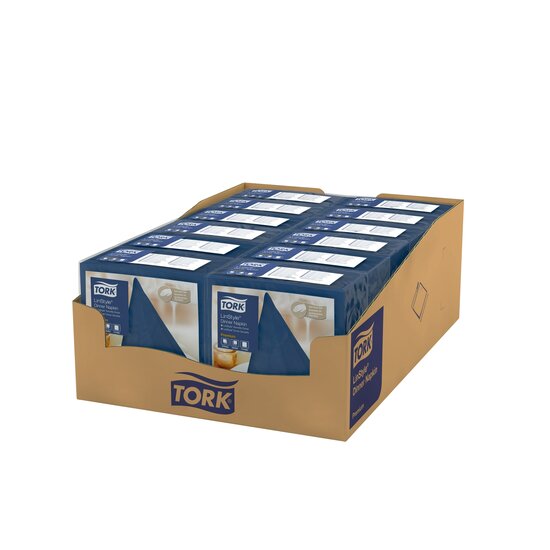 Tork LinStyle Premium Servet 1/4 vouw 1-laags donkerblauw 12x50st, 600st/doos