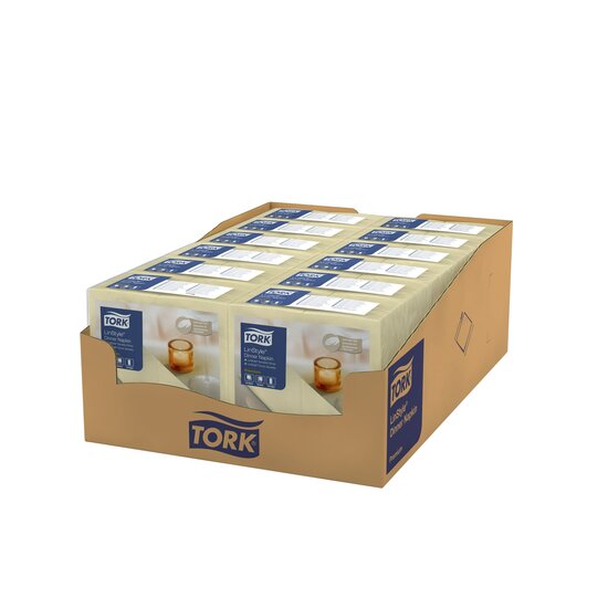 Tork LinStyle Servet 1/8 vouw 1-Laags champagne 12x50st, 600st/doos