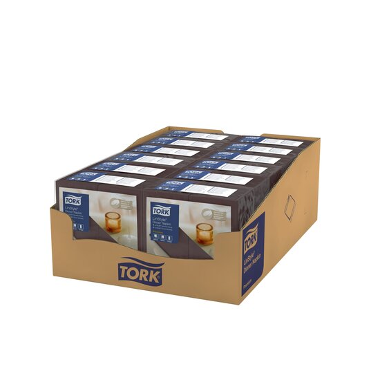 Tork Linstyle Servet 1/8 vouw 1-Laags donkerbruin, 12x50st, 600st/doos