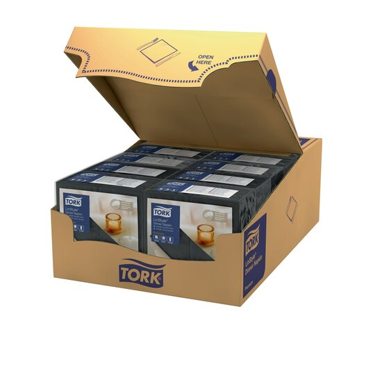 Tork Linstyle Servet 1/8 vouw 1-Laags Zwart, 12x50st, 600st/doos