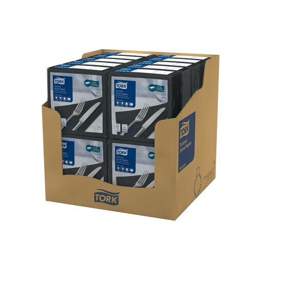 Tork Textured Dinnerservet 2-Laags Zwar 1/4 vouw 20x50st, 1.000st/doos