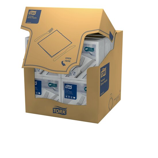 Tork Textured Dinnerservet 2-Laags Biscuit 1/8 vouw 20x50st, 1.000st/doos