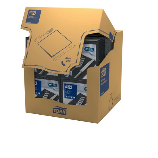 Tork Textured Dinnerservet Advanced 2-Laags Zwart 1/8 vouw 20x50st, 1.000st/doos
