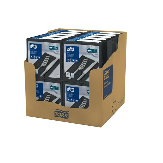 Tork Textured Dinnerservet Advanced 2-Laags Zwart 1/8 vouw 20x50st, 1.000st/doos