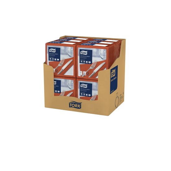 Tork Soft Dinnerservet Advanced 3-Laags Terracotta 1/4 vouw 12x100st, 1.200st/doos