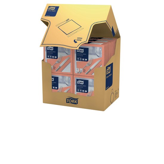 Tork Soft Dinerservet Advanced 3-Laags Perzik 1/4 vouw 12x100st, 1.200st/doos