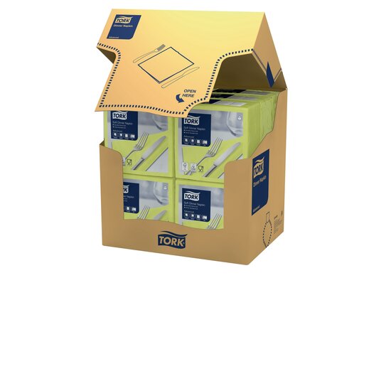 Tork Soft Dinerservet Advanced 3-Laags Limoen 1/4 vouw 12x100st, 1.200st/doos