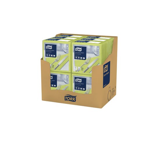 Tork Soft Dinerservet Advanced 3-Laags Limoen 1/4 vouw 12x100st, 1.200st/doos
