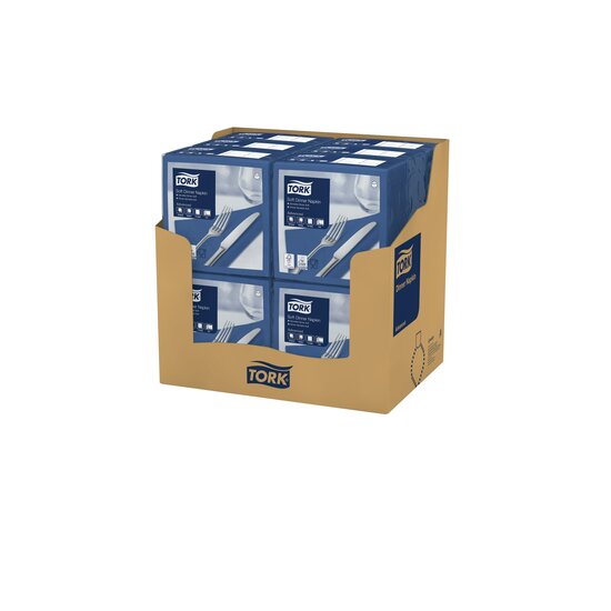 Tork Soft Dinerservet Advanced 3-Laags Donkerblauw 1/4 vouw 12x100st, 1.200st/doos