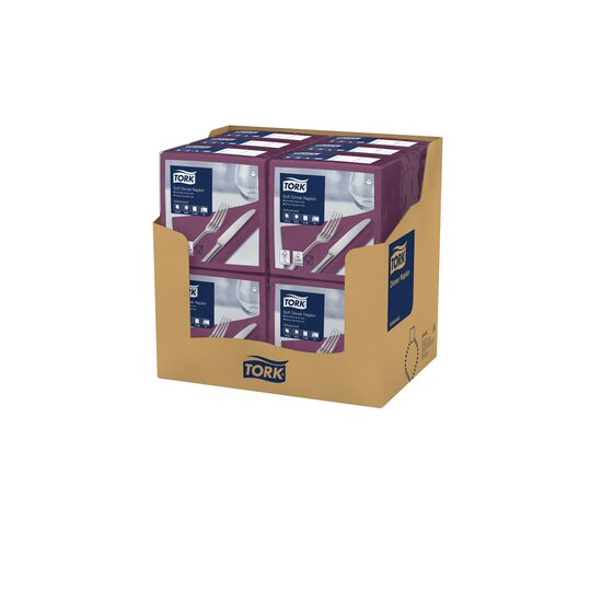 Tork Soft Dinnerservet Advanced 3-Laags Paars 1/4 vouw 12x100st, 1.200st/doos