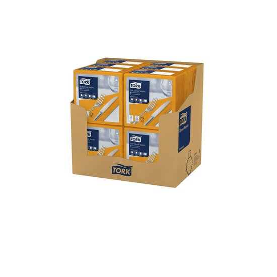 Tork Soft Dinerservet Advanced 3-Laags Oranje 1/4 vouw 12x100st, 1.200st/doos