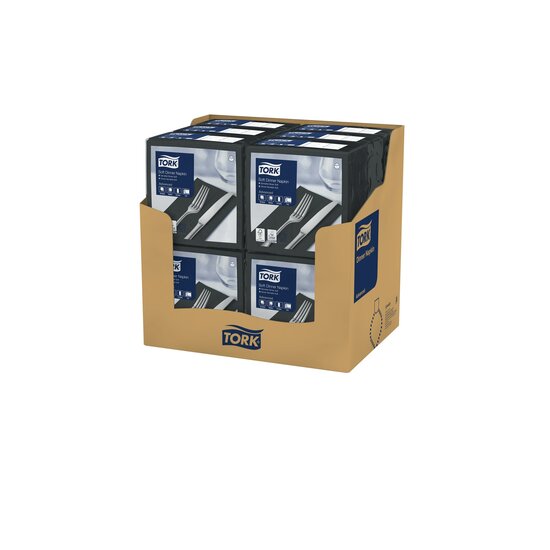 Tork Soft Dinnerservet 3-Laags zwart 1/8 vouw 12x100st, 1.200st/doos