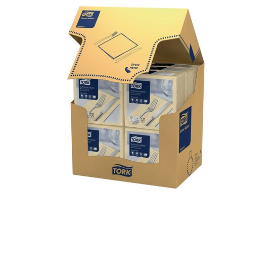 Tork  Soft Dinnerservet  3-Laags Zand 1/8 vouw  12x100st, 1.200st/doos