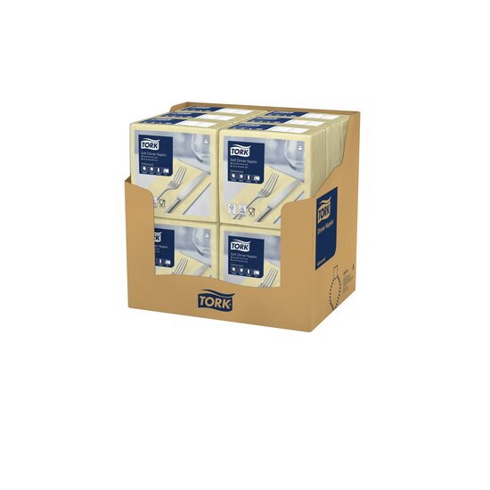Tork Soft Dinnerservet  3-Laags Champagne 1/8vouw  12x100st, 1.200st/doos