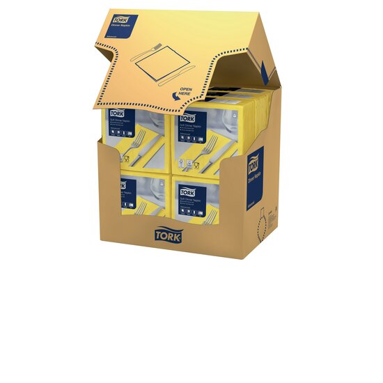 Tork Soft Dinnerservet 3-Laags Geel 1/8 vouw 12x100st, 1.200st/doos