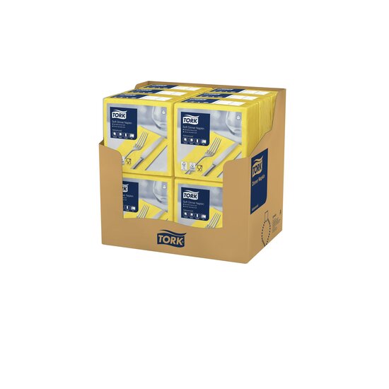 Tork Soft Dinnerservet 3-Laags Geel 1/8 vouw 12x100st, 1.200st/doos