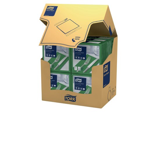 Tork Soft Dinnerservet  3-Laags Donkergroen 1/8 vouw  12x100st, 1.200st/doos