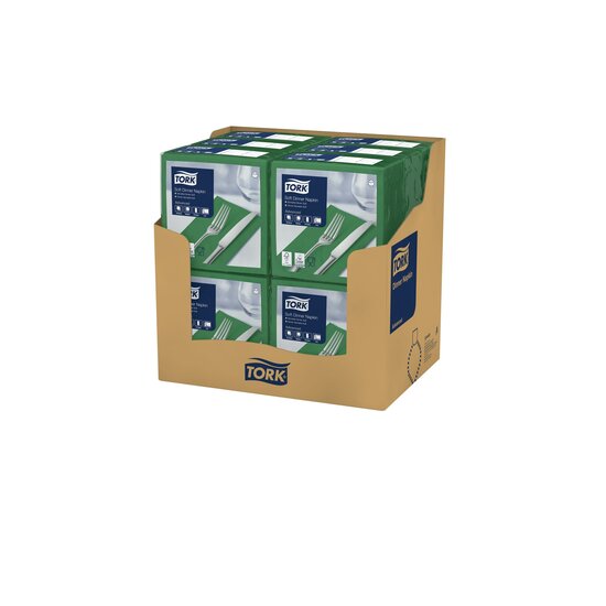 Tork Soft Dinnerservet  3-Laags Donkergroen 1/8 vouw  12x100st, 1.200st/doos