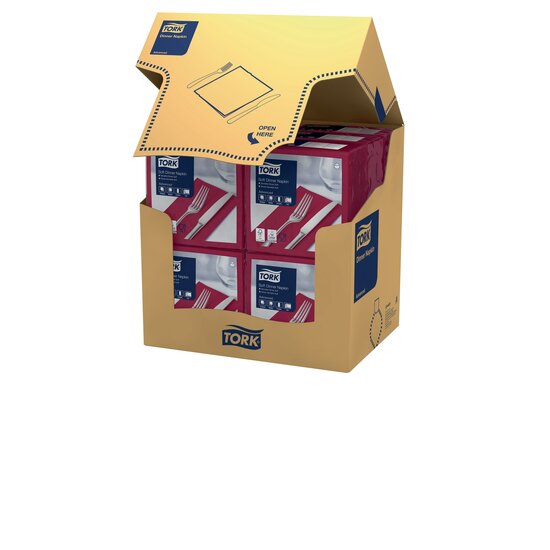 Tork Soft Dinnerservet  3-Laags Bordeaux 1/8 vouw 12x100st, 1.200st/doos