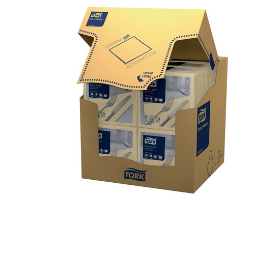 Tork Dinnerservet 2-laags 1/4 vouw Zand, 12x150st, 1.800st/doos