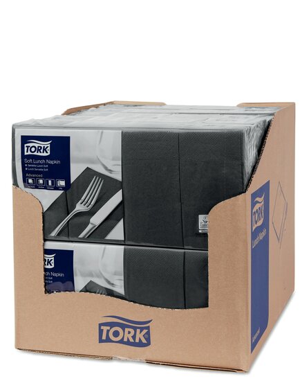 Tork Soft Lunchservet  3-Laags Zwart 1/8 vouw, 10x150st, 1.500st/doos