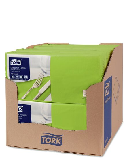 Tork Soft Lunchservet  3-Laags Limoen 1/4 vouw, 10x150st, 1.500st/doos