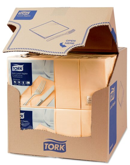 Tork Soft Lunchservet  3-Laags Zand 1/8 vouw, 10x150st, 1.500st/doos
