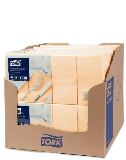 Tork Soft Lunchservet  3-Laags Zand 1/8 vouw, 10x150st, 1.500st/doos