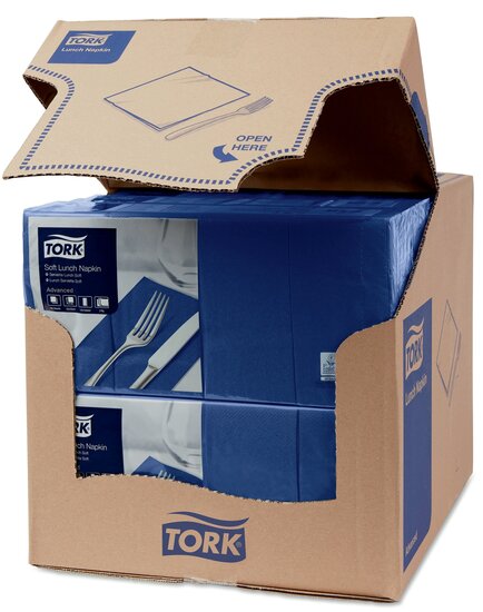 Tork Soft Lunchservet  3-Laags Donkerblauw 1/8 vouw, 10x150st, 1.500st/doos