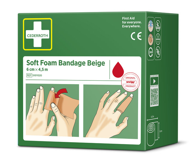Cederroth Soft Foam Bandage Beige 6 cm x 4,5 m