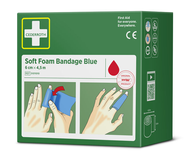 Cederroth Soft Foam Bandage Blauw 6cm x 4,5m