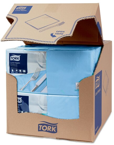 Tork Lunchservet  2-Laags Lichtblauw 1/4 vouw, 10x200st, 2.000st/doos