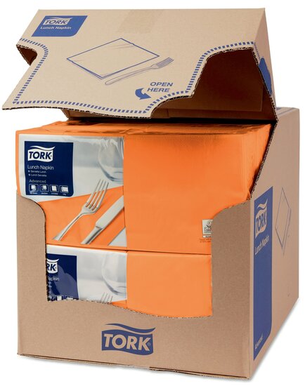Tork Lunchservet  2-Laags Oranje 1/4 vouw, 10x200st, 2.000st/doos