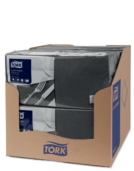 Tork Lunchservet  2-Laags Zwart 1/4 vouw, 10x200st, 2.000st/doos